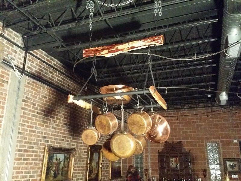 Cedar and wrought iron pot rack